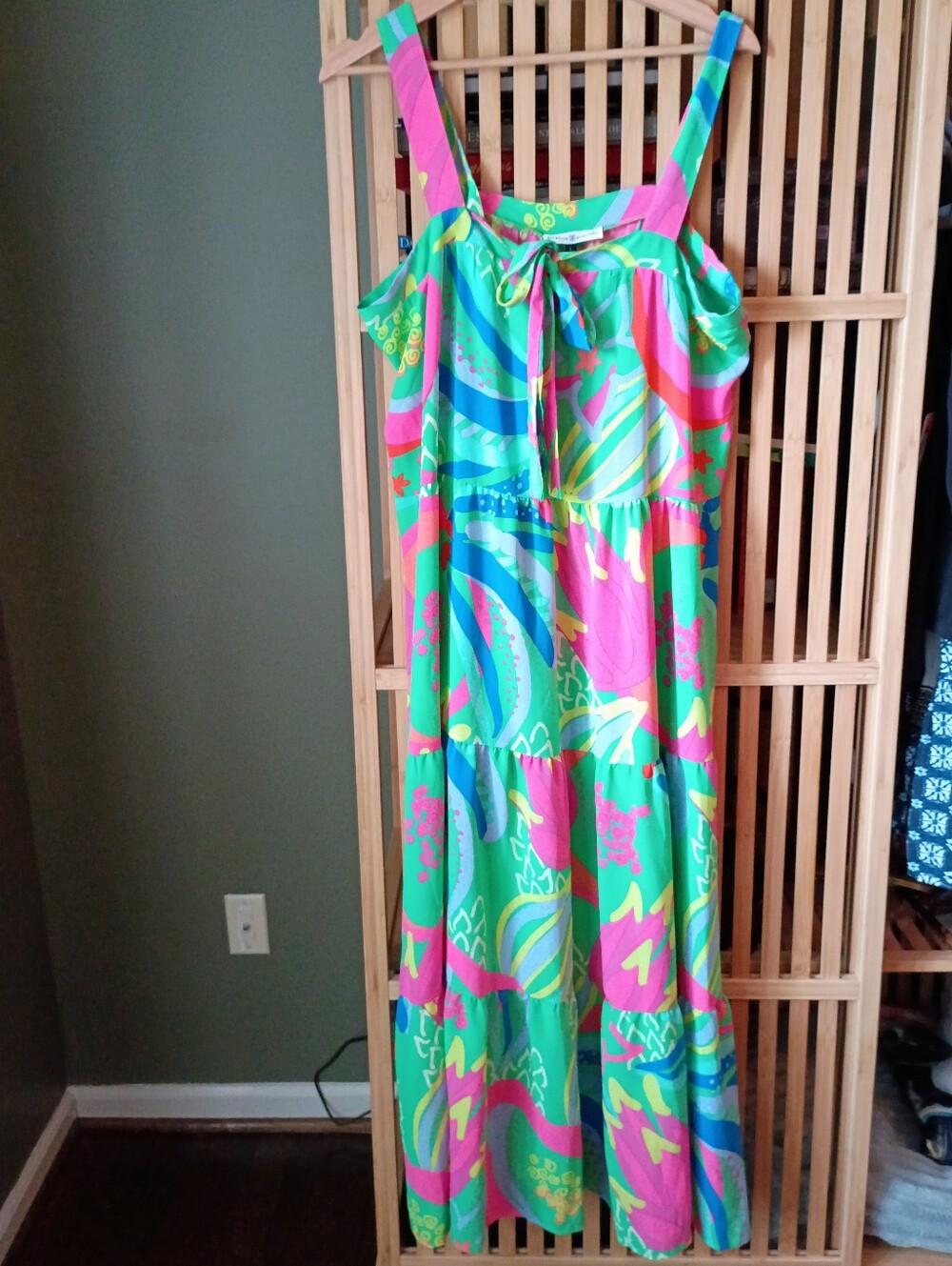 NWT Michelle McDowell Copacobana Pine Callie Maxi Dress Multi Color Large